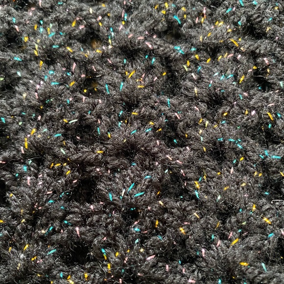 Super Sparkly Glittery Black Handmade Crochet Sweater Top Size Large - Picture 6 of 9
